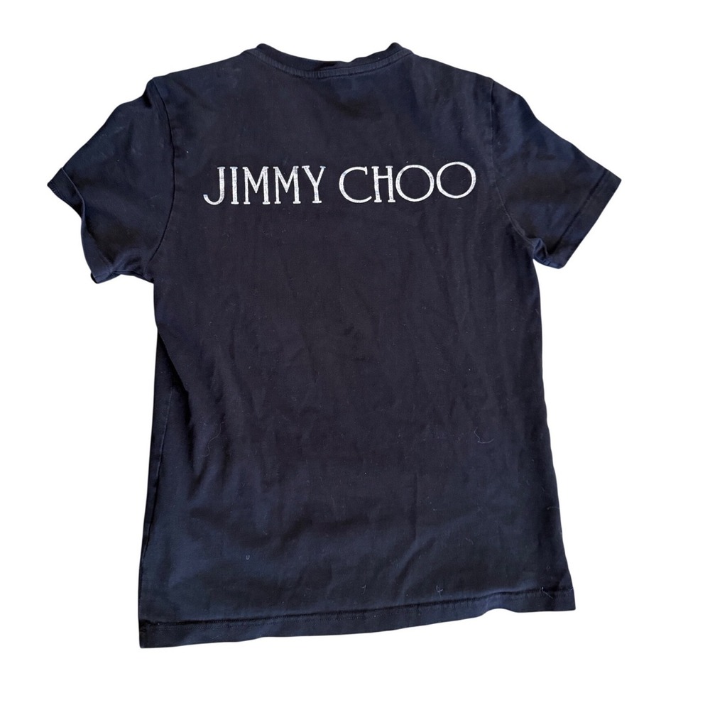 Jimmy Choo London womens Black‎ gold Logo Graphic T-Shirt XS Short Sleeve Cotton
